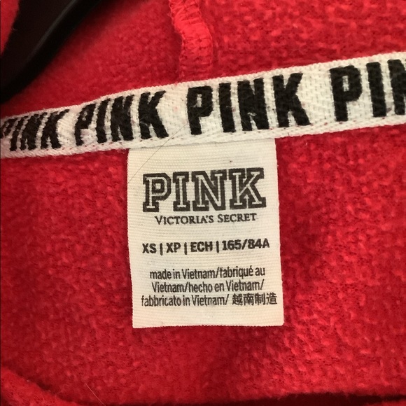 PINK Cropped Red Sweatshirt - Picture 3 of 5